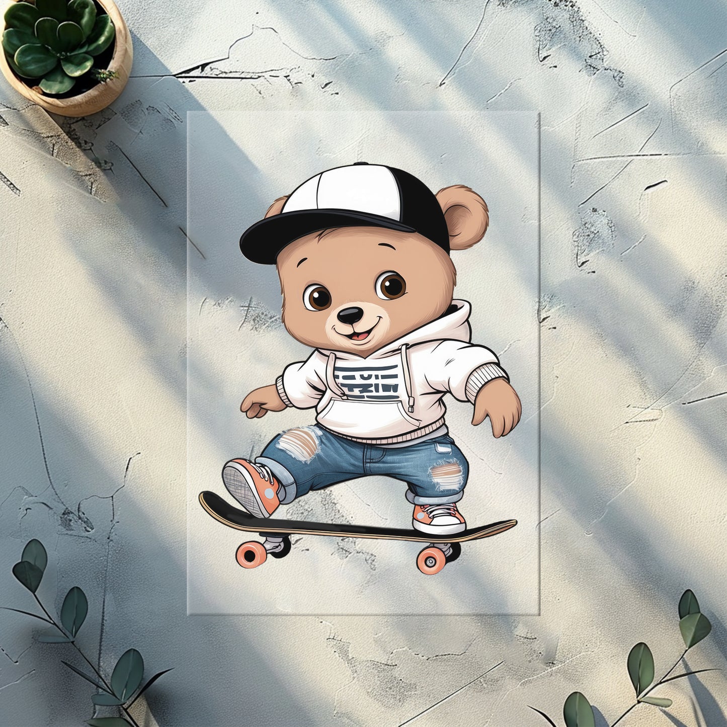 Skater Bear Kids Iron-On Patch "Skater Bear" | DTF Transfer for Clothing & Accessories