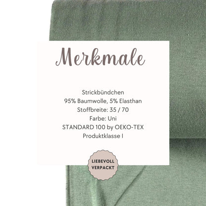 Bündchenstoff antikmint Feinripp Detailaufnahme – Strickbündchen Meterware
