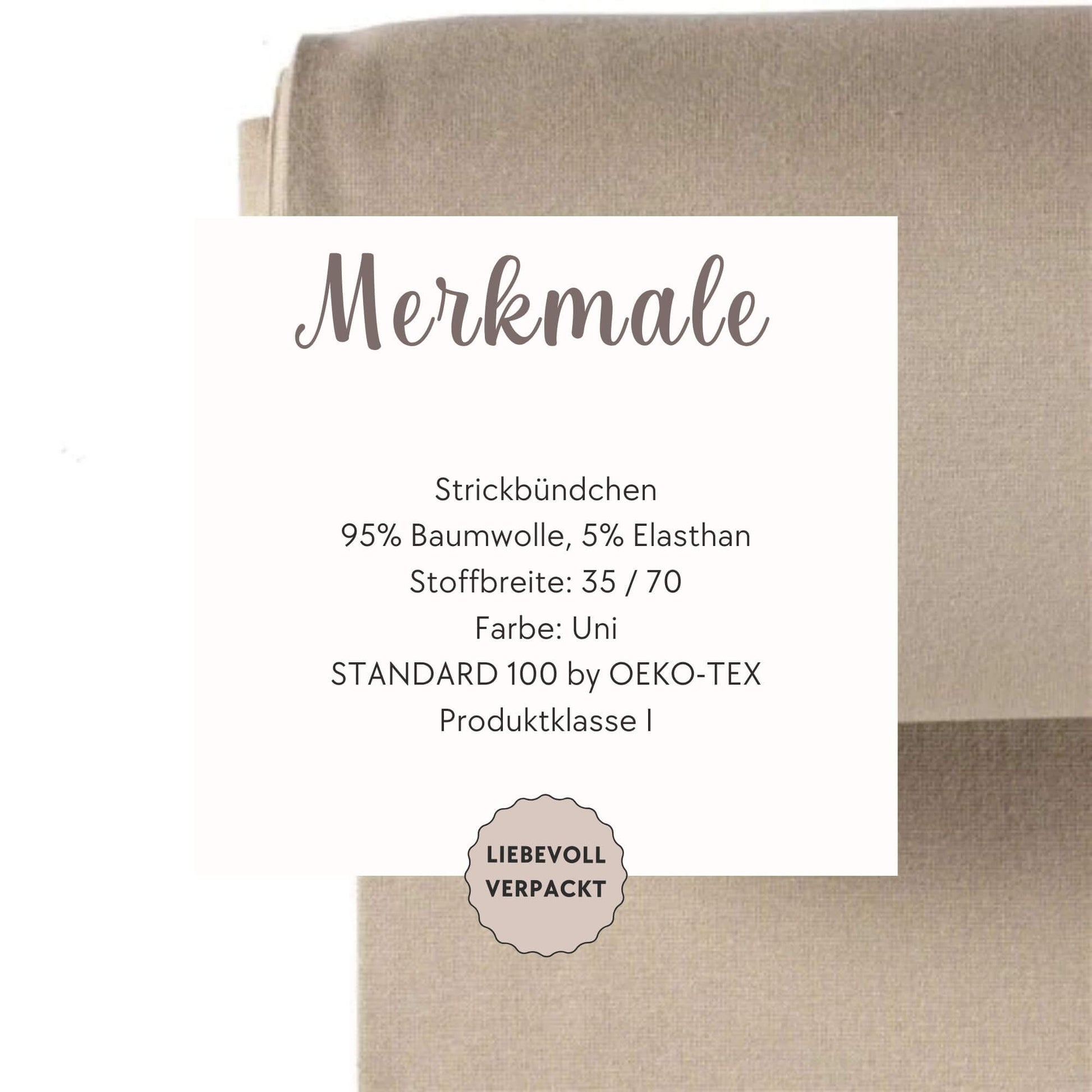 Bündchenstoff beige Feinripp Detailaufnahme – Strickbündchen Meterware