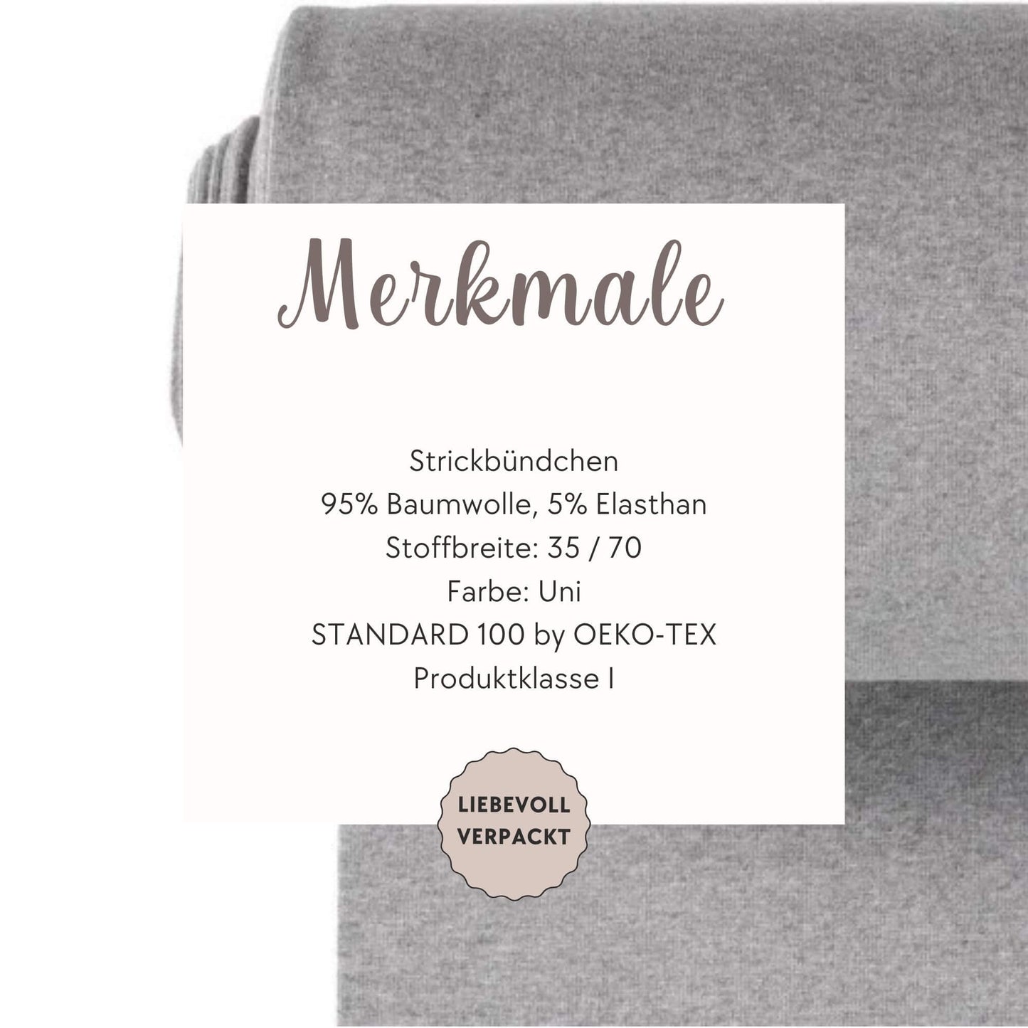 Bündchenstoff grau meliert Feinripp Detailaufnahme – Strickbündchen Meterware