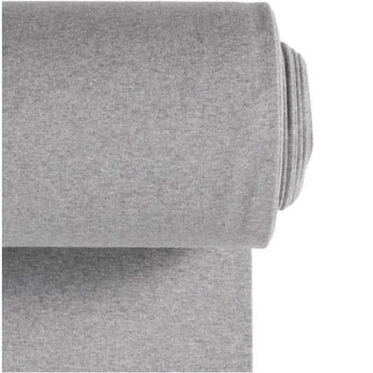Cuff fabric in light grey mottled - fine rib