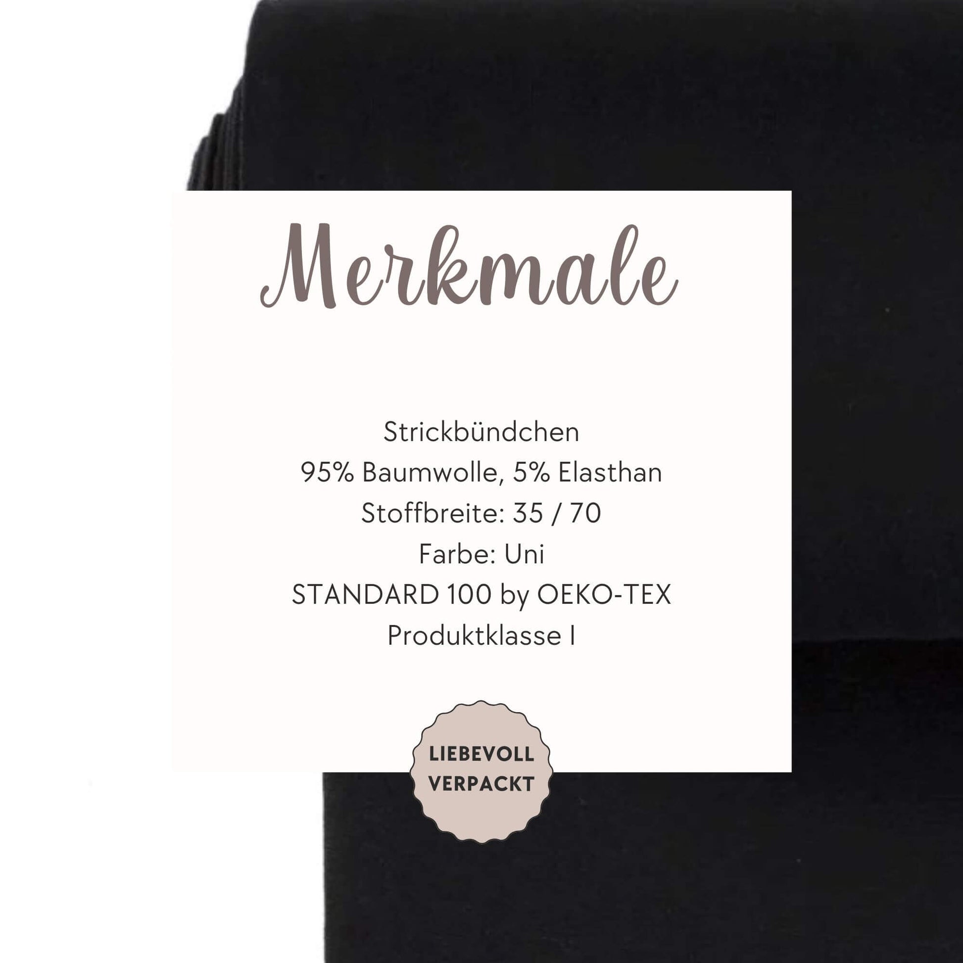 Bündchenstoff schwarz Feinripp Detailaufnahme – Strickbündchen Meterware