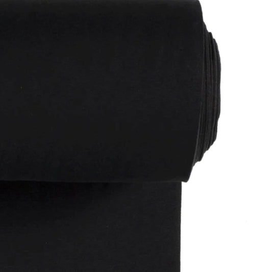Rib Knit Fabric in Black - Fine Rib