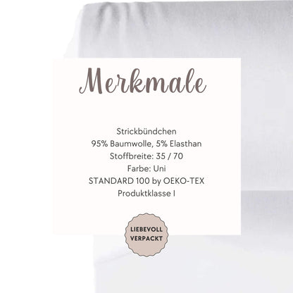 Bündchenstoff weiß Feinripp Detailaufnahme – Strickbündchen Meterware