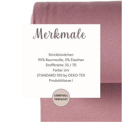 Bündchenstoff altrosa Feinripp Detailaufnahme – Strickbündchen Jersey Meterware