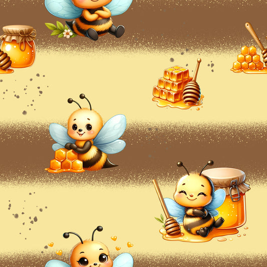 Kleine Honigbiene | Bienen Stoff Meterware | Kinderstoff