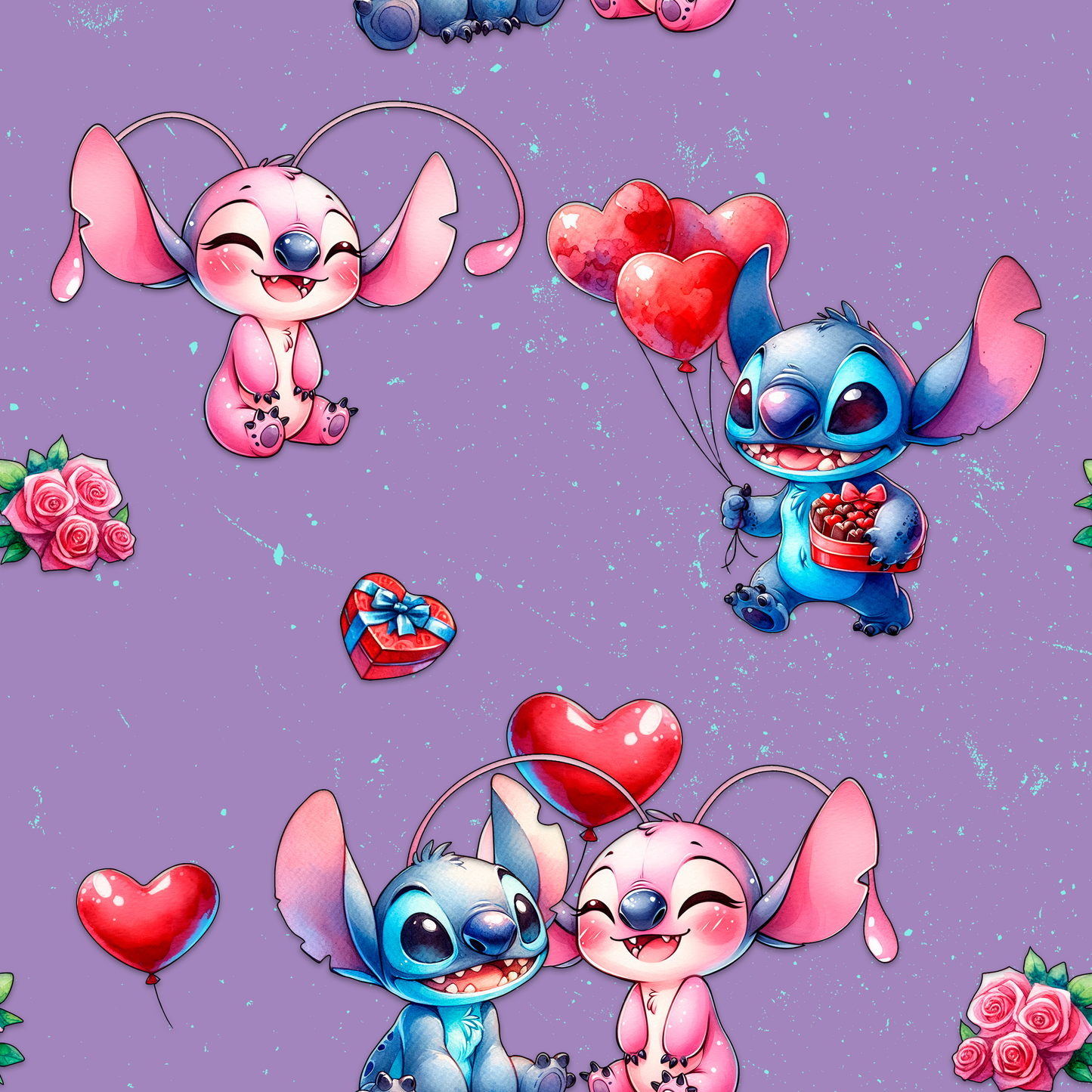 Ohana Freunde in lila  | Ohana Stoff Meterware | Kinderstoff
