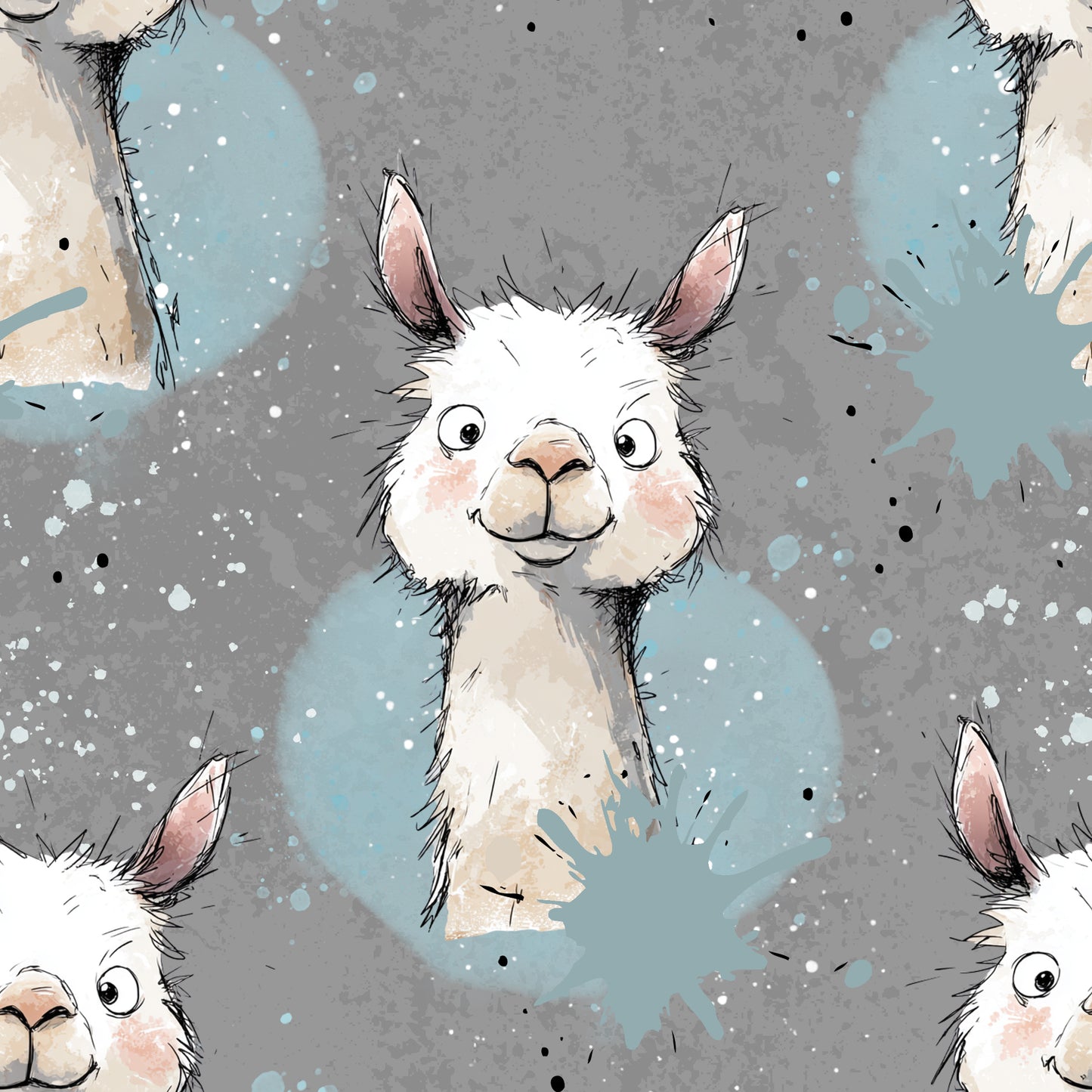 Children's fabric 0.5m Rib Jersey by the meter "Lama" in grey