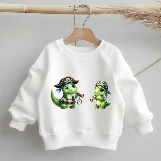 Dino Piraten Bügelbild DTF Transfer – Dinosaurier Pirat Kinderkleidung Handmade by Kati
