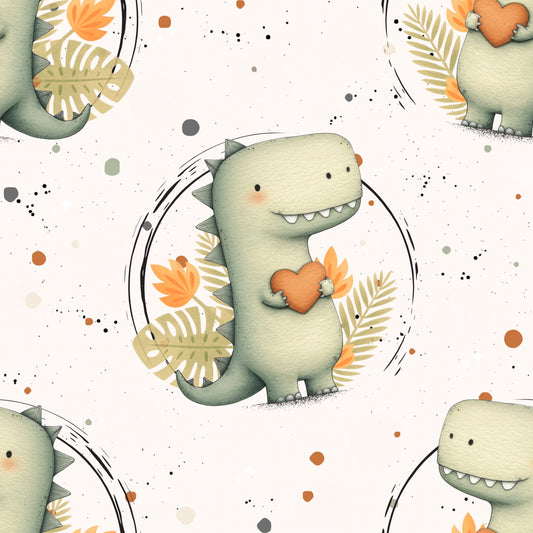 Heart Dino | Dino Fabric by the Meter | Kids' Fabric
