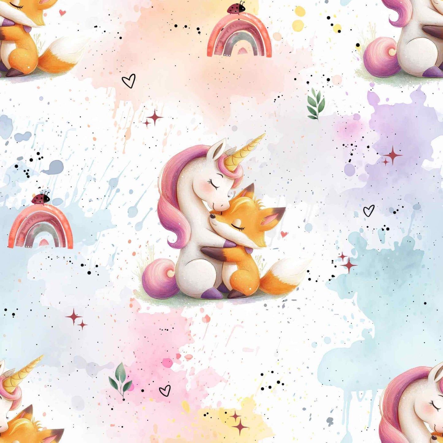Einhorn und Fuchs Kinderstoff Meterware – Jersey French Terry Handmade by Kati