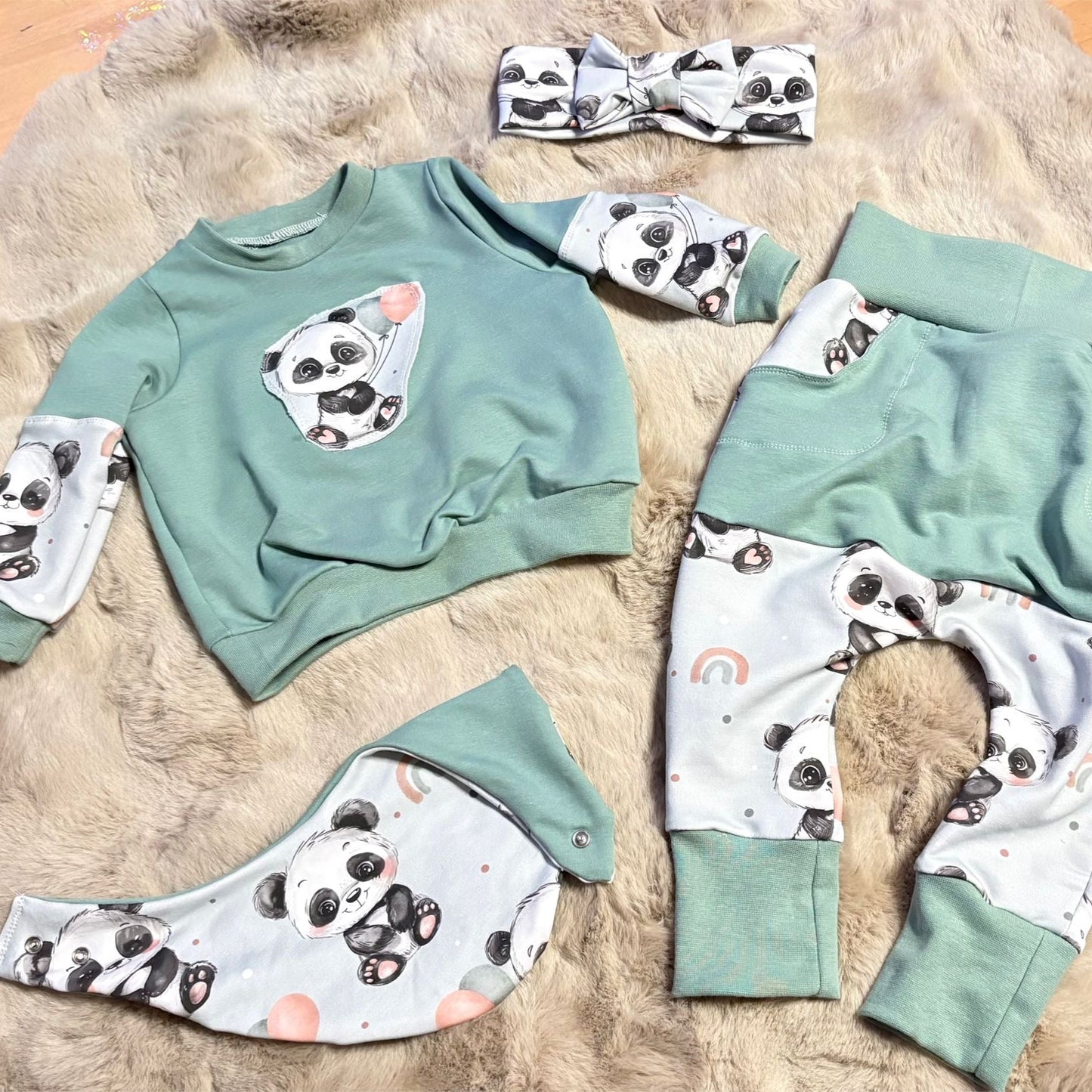 Panda Kinderstoff Stoff Variante – Jersey Meterware Tiermotiv Babymode