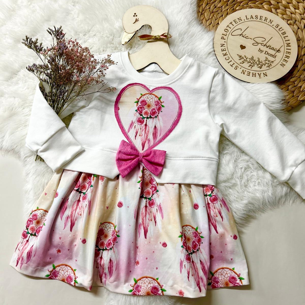 Rosen Traumfänger Kinderstoff Detailaufnahme – Blumen Stoff Meterware Jersey