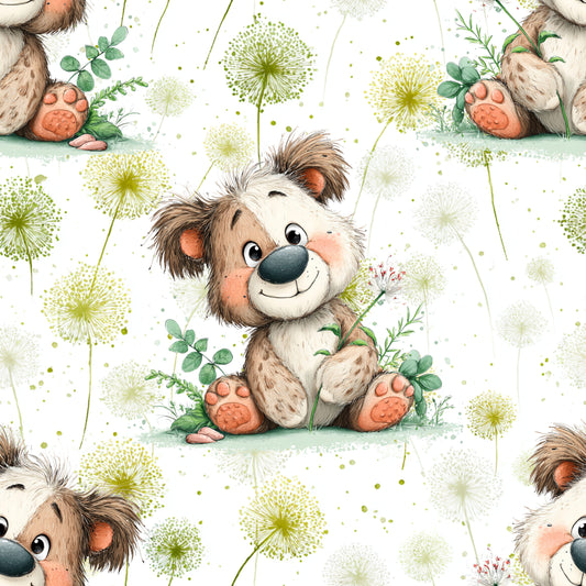 Little Blow Bear | Bear Fabric by the Meter | Children's Fabric