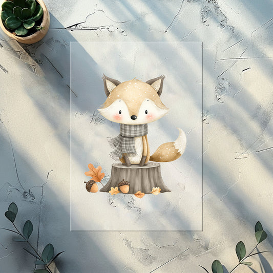 Kleiner Fuchs Baumstumpf Bügelbild DTF Transfer – Waldtier Kinderkleidung Handmade by Kati