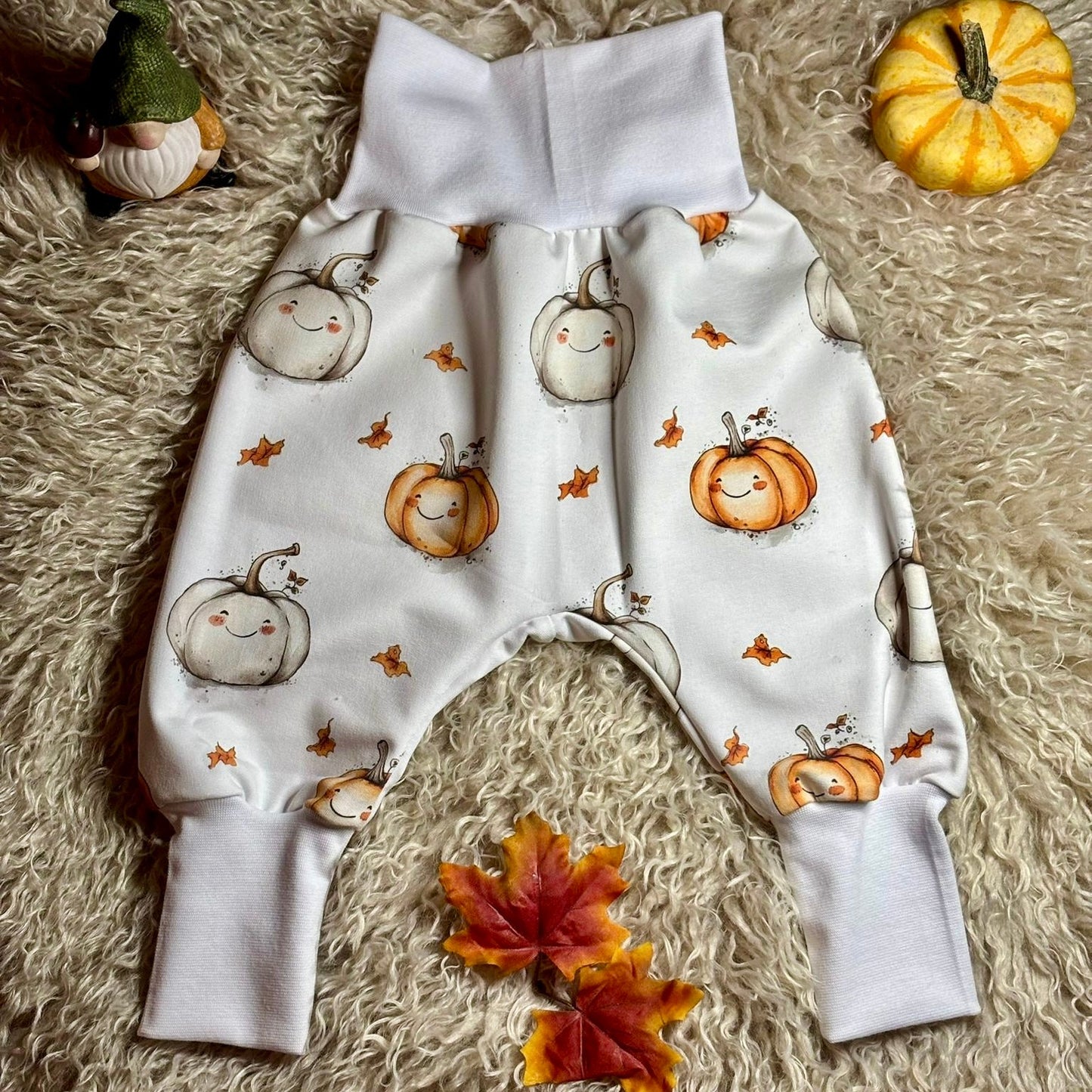 Kürbis Kinderstoff Detailaufnahme – Herbst Stoff Meterware Jersey