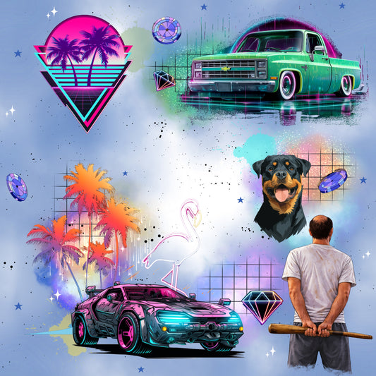 Vice City | Retro Maiami Stoff Meterware | Kinderstoff