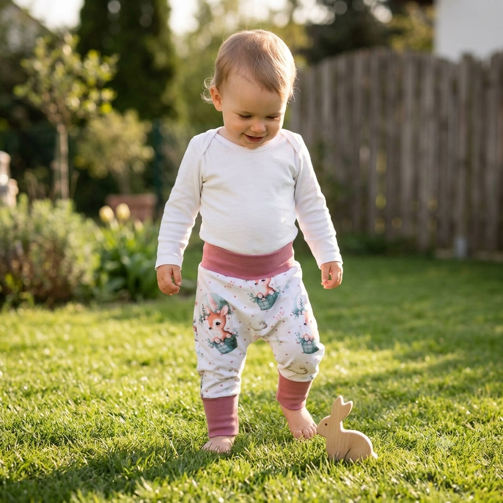 Pumphose Baby Reh altrosa handgenäht | French Terry Set personalisiert