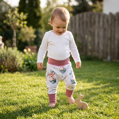 Pumphose Baby Reh altrosa handgenäht | French Terry Set personalisiert