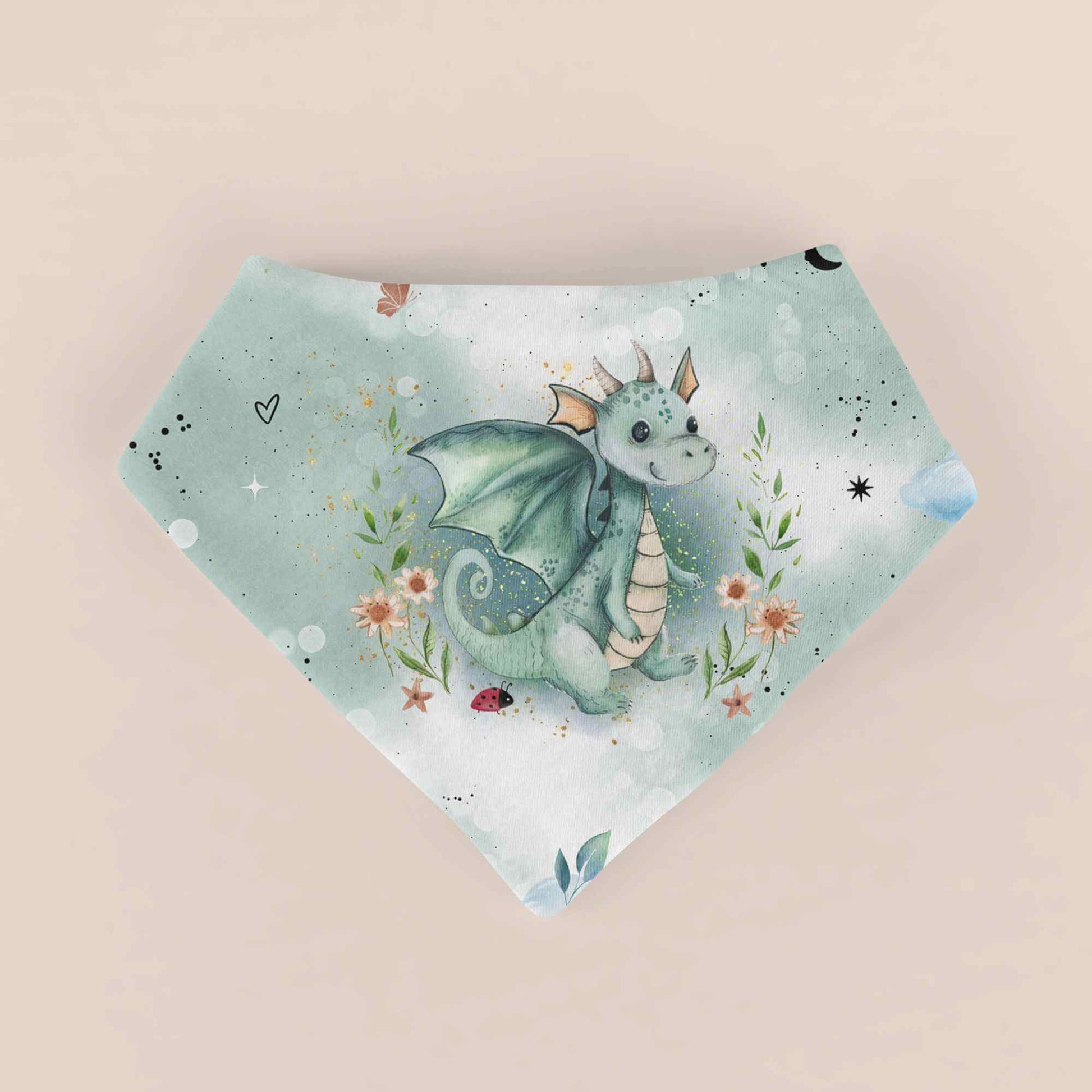 Baby Halstuch Drache mint handgemacht personalisierbar – Handmade by Kati