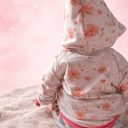 Children's fabric 0.5m Rib Jersey by the meter "Blossom Heart"