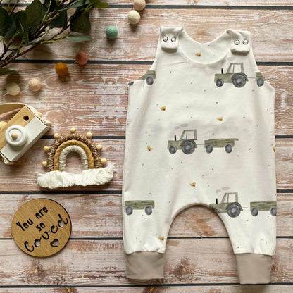 Baby Strampler Traktor handgemacht French Terry – Babykleidung Handmade by Kati
