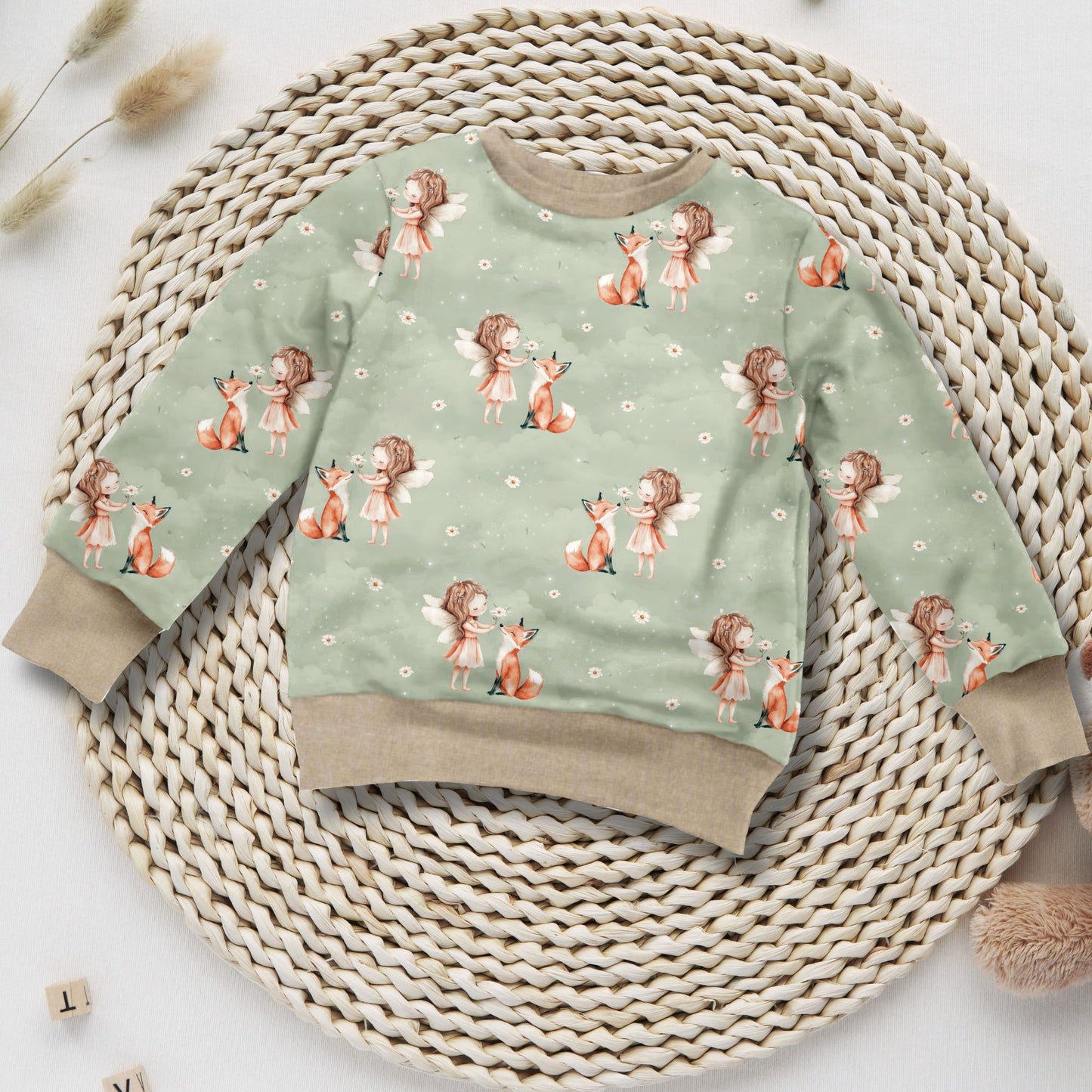 Kinder Sweatshirt Fee und Fuchs handgemacht French Terry – Handmade by Kati