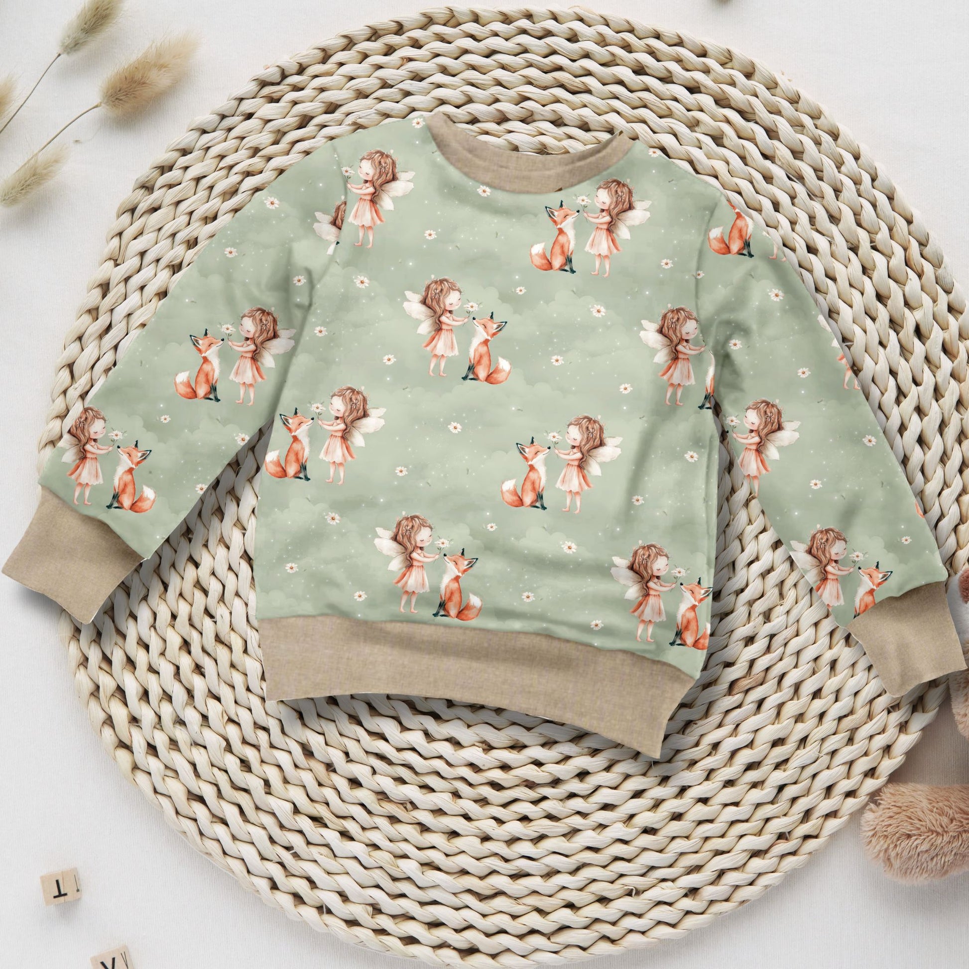 Kinder Sweatshirt Fee und Fuchs handgemacht French Terry – Handmade by Kati