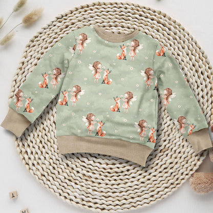 Kinder Sweatshirt Fee und Fuchs handgemacht French Terry – Handmade by Kati