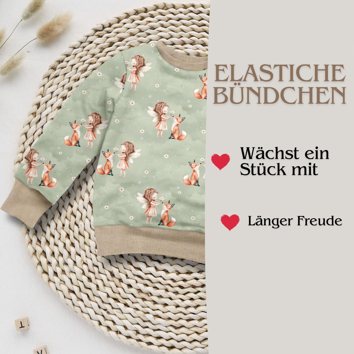 Sweatshirt Fee Fuchs Kinder Detailaufnahme – French Terry handgemacht Mädchen