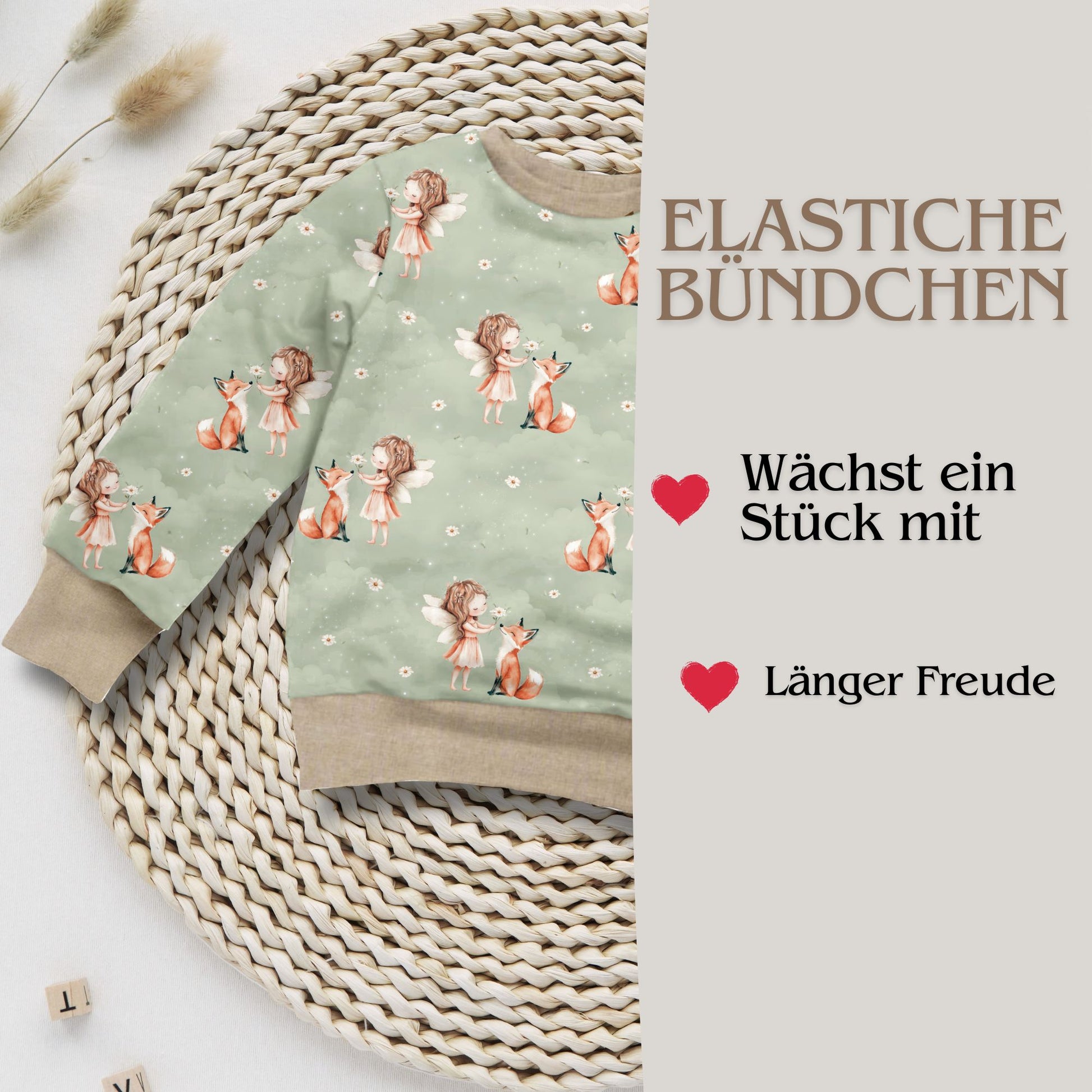 Sweatshirt Fee Fuchs Kinder Detailaufnahme – French Terry handgemacht Mädchen