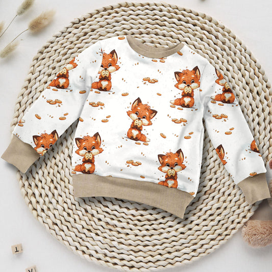 Kinder Sweatshirt Cookie Fuchs handgemacht French Terry – Handmade by Kati