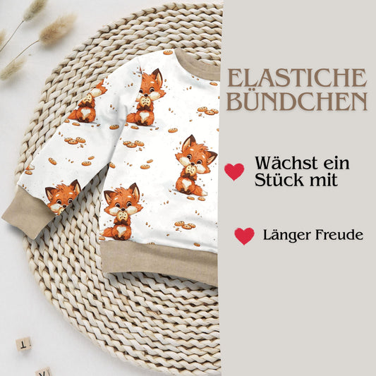 Cookie Fuchs Kinderpullover Vorderansicht – Sweatshirt French Terry handgemacht
