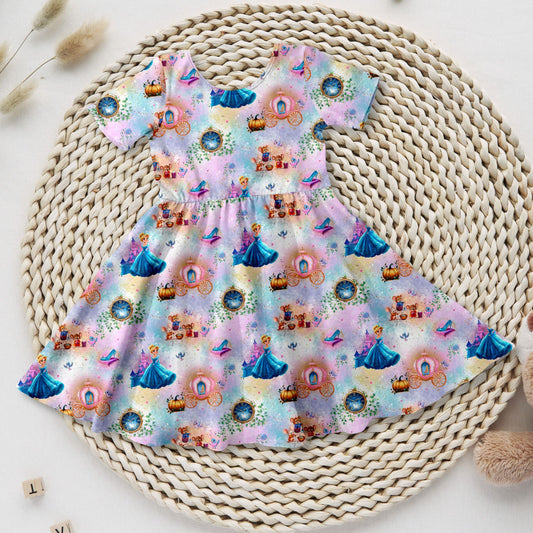 Mädchen Drehkleid Moonlight Princess handgemacht French Terry – Handmade by Kati