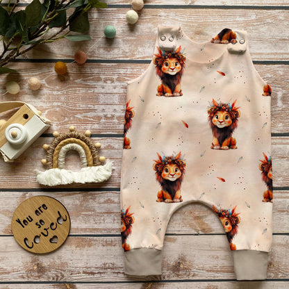 Baby Strampler Löwe handgemacht French Terry – Babykleidung Handmade by Kati