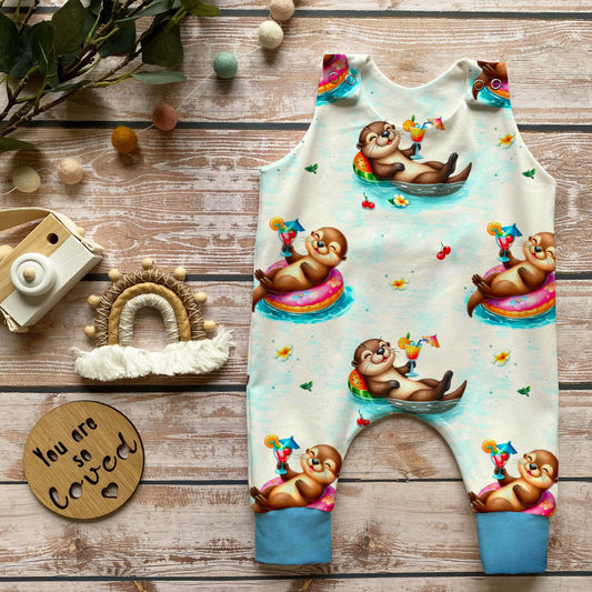 Baby Strampler Otter handgemacht French Terry – Babykleidung Handmade by Kati