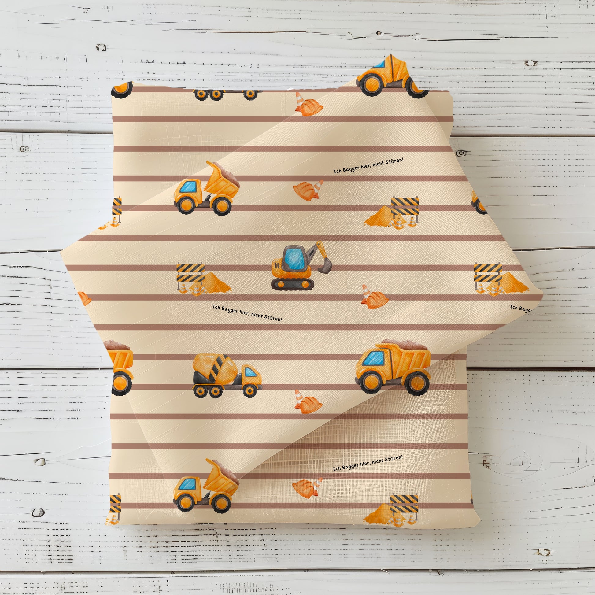 Bagger Kinderstoff Rib Jersey – Stoff Meterware Fahrzeug Jungen Motiv