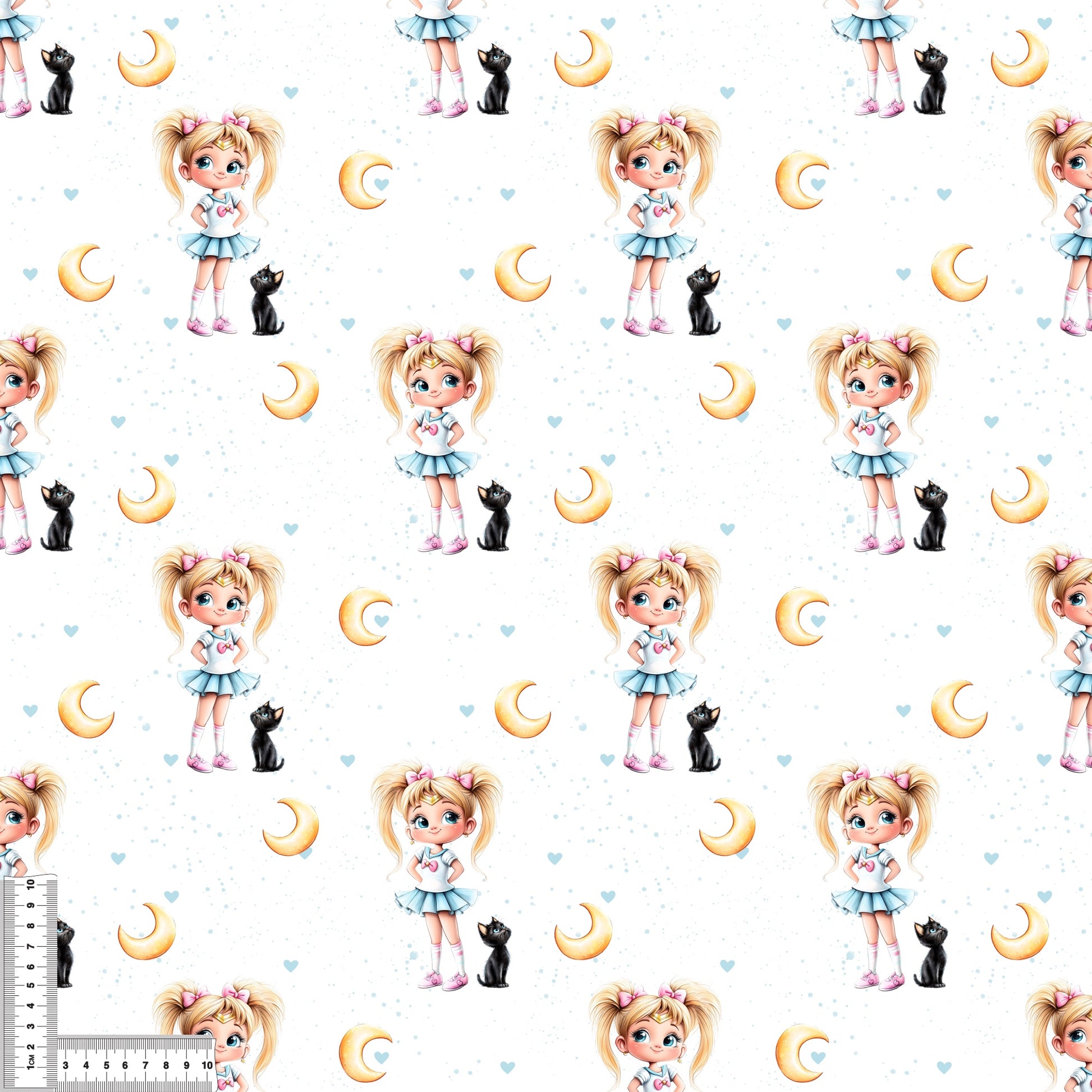 Moon Girl Anime Stoff Rib Jersey – Kinderstoff Meterware Anime Mädchen Motiv