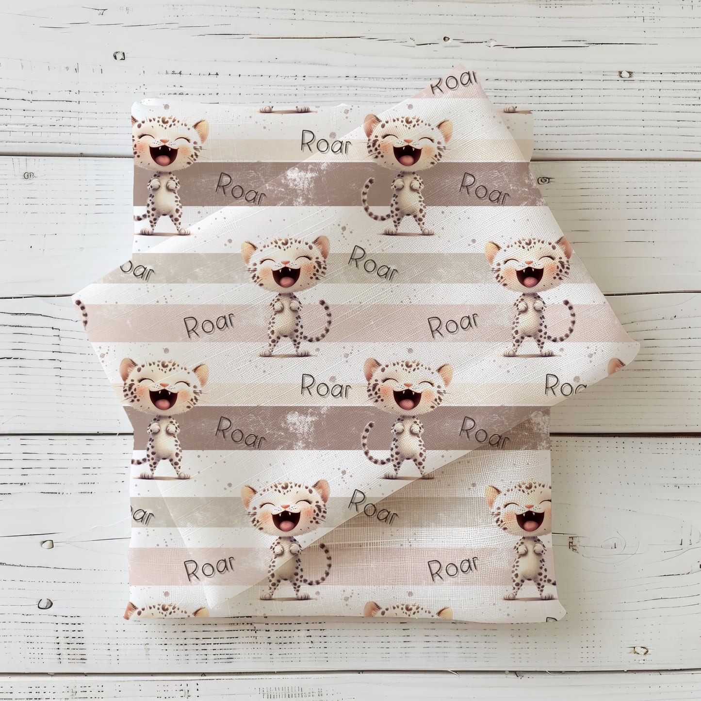 ROAR Kitty Kinderstoff Meterware – Katze Leo Jersey French Terry Handmade by Kati
