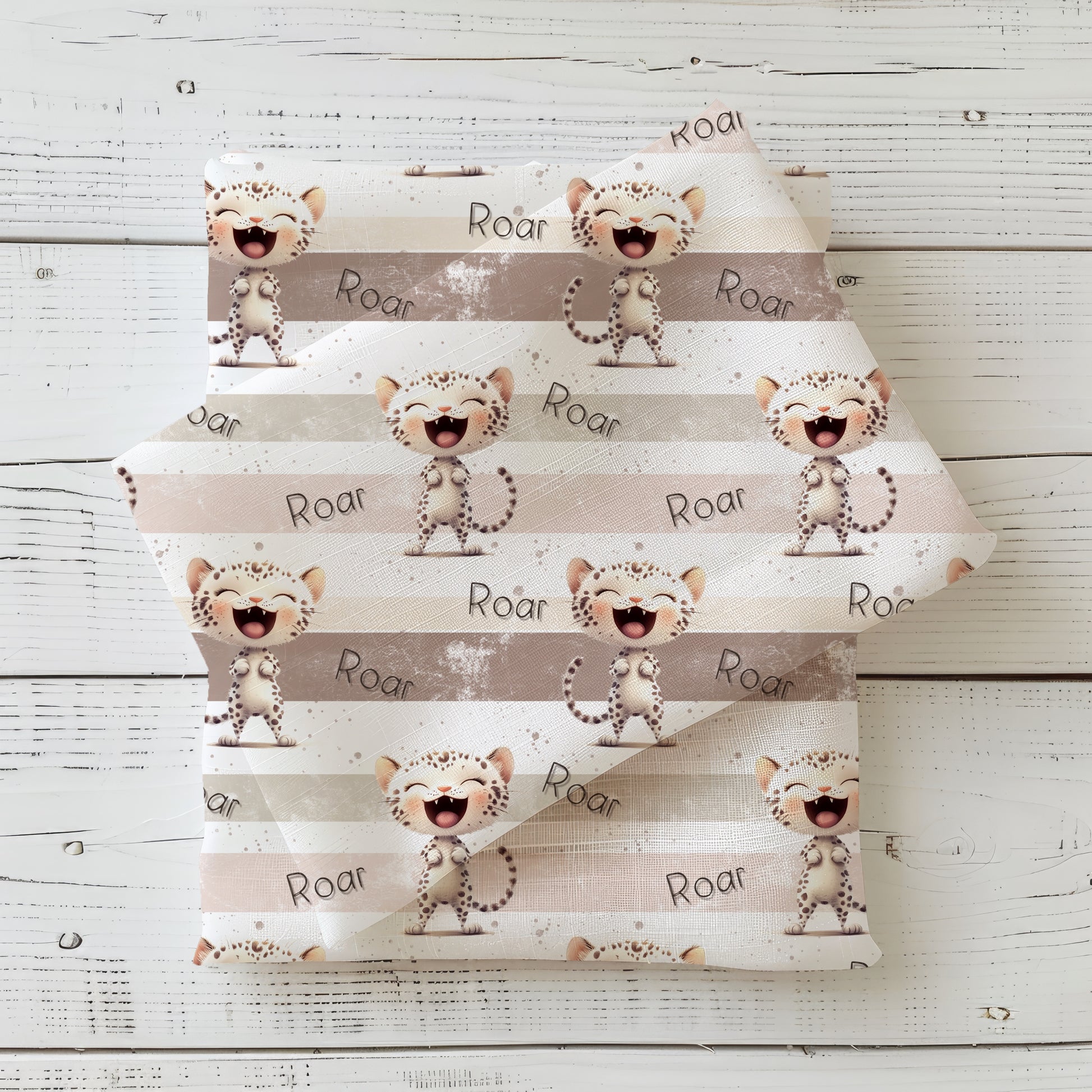 ROAR Kitty Kinderstoff Meterware – Katze Leo Jersey French Terry Handmade by Kati