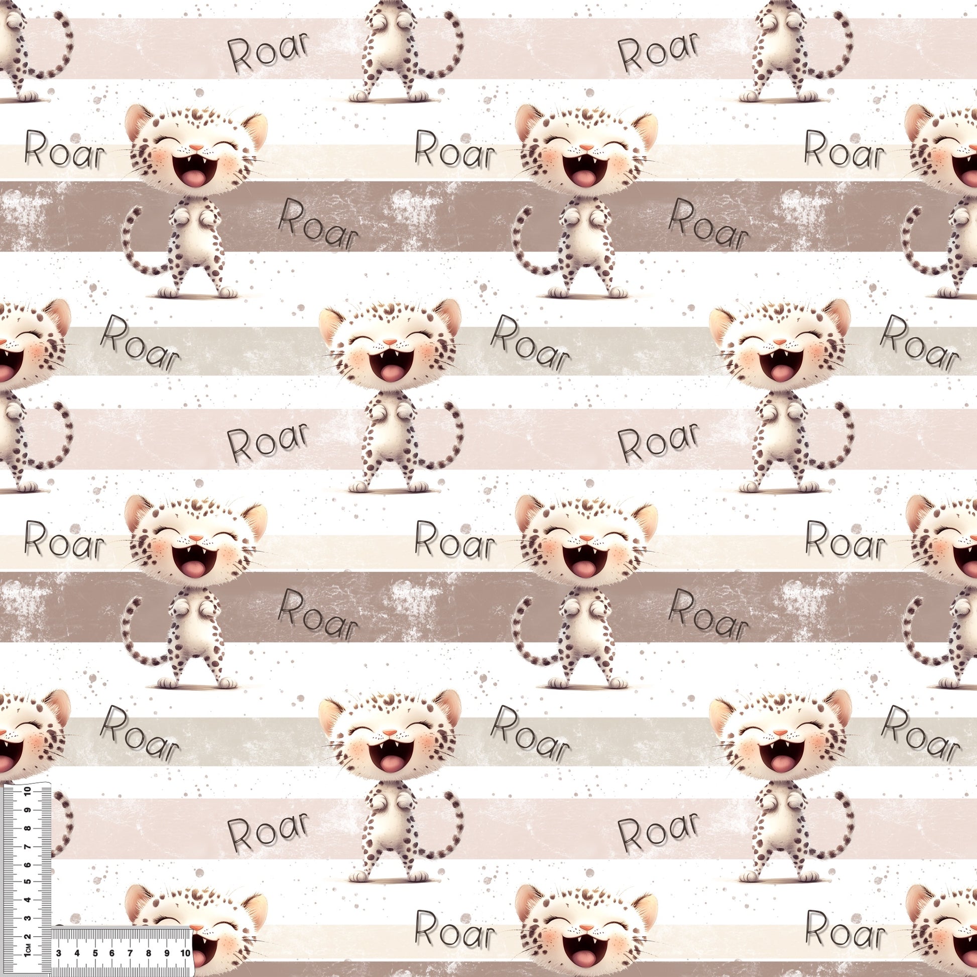 ROAR Kitty Stoff Rib Jersey – Kinderstoff Katze Leo Motiv Meterware