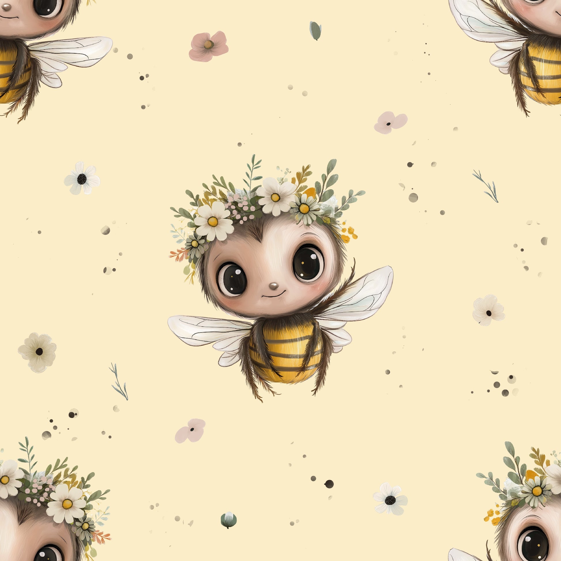 Honigsüß Blumenfein Bienen Kinderstoff Meterware – Jersey French Terry Handmade by Kati