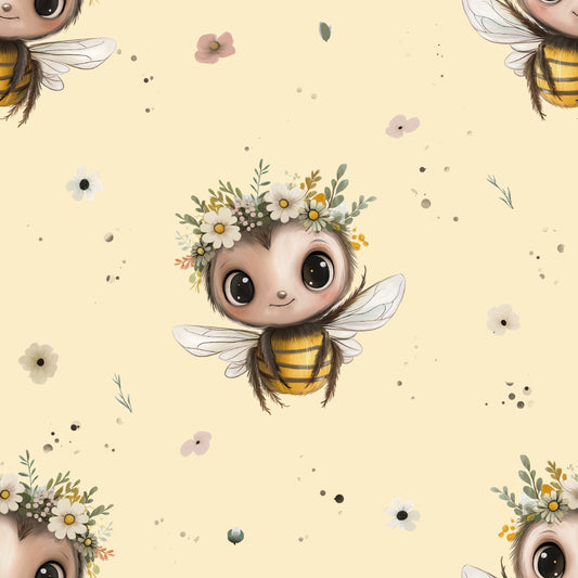 Honigsüß Blumenfein Bienen Kinderstoff Meterware – Jersey French Terry Handmade by Kati