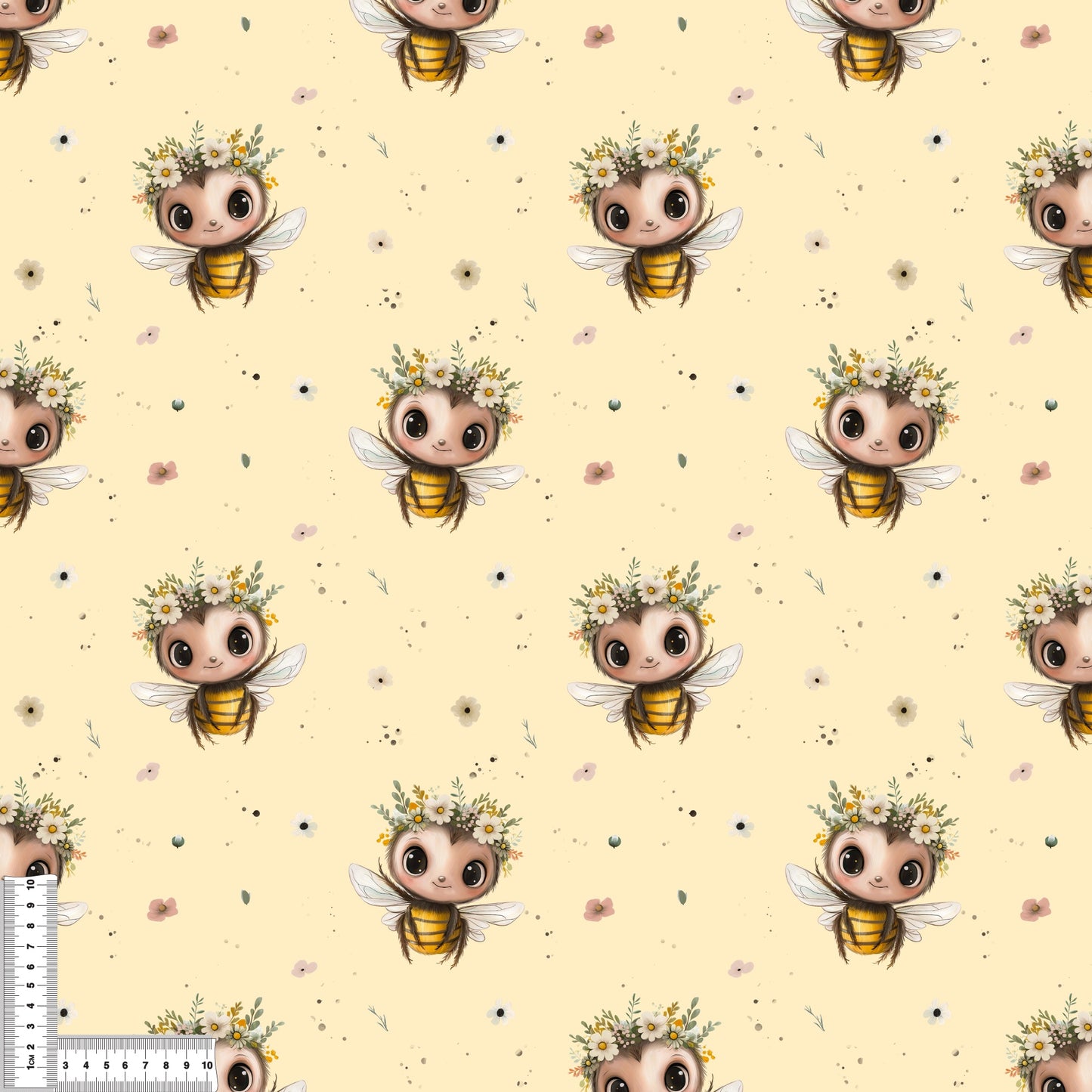 Bienen Kinderstoff Rib Jersey – Honig Blumen Stoff Meterware Motiv