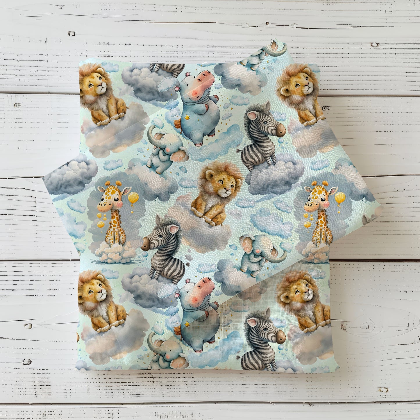 Dschungelträume Stoff Meterware Detailaufnahme – Safari Kinderstoff Jersey