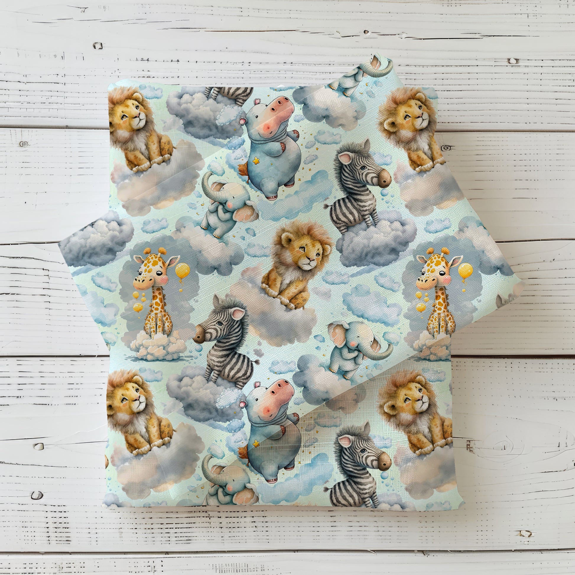Dschungelträume Stoff Meterware Detailaufnahme – Safari Kinderstoff Jersey