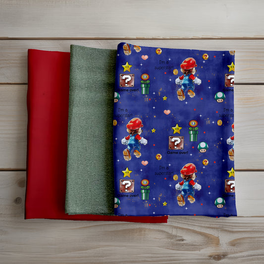 Fabric bundle 1m "Super Boy" - French Terry | Ribbing | Iron-on transfer