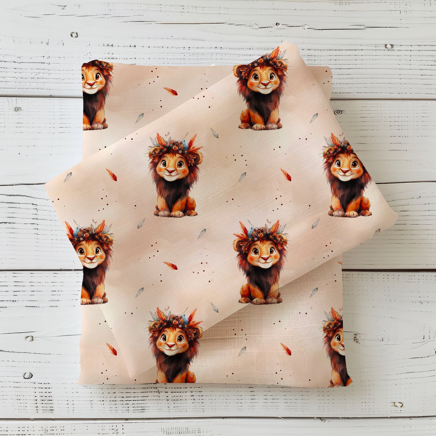 Kleiner Löwe Kinderstoff French Terry – Safari Löwe Meterware Nähprojekt