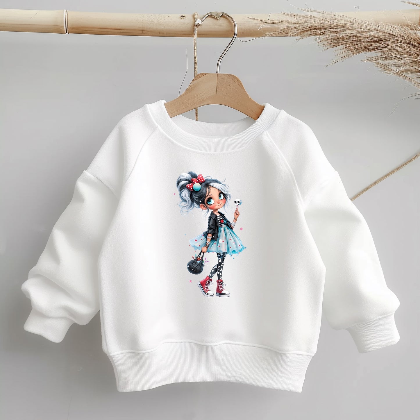 Rebel Girl Glitzer DTF Transfer Anwendungsbeispiel – Bügelbild Mädchen Kindershirt