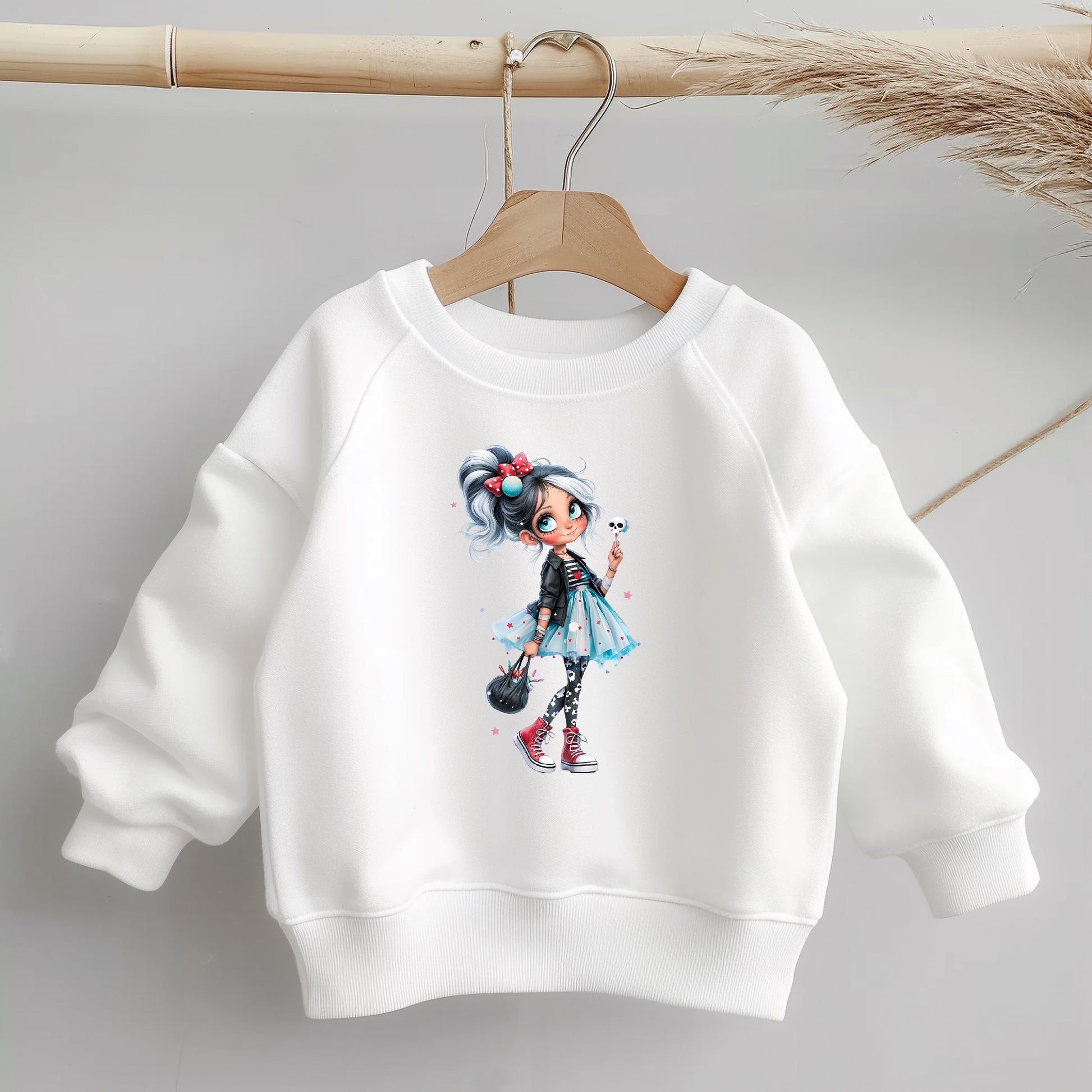 Rebel Girl Glitzer DTF Transfer Anwendungsbeispiel – Bügelbild Mädchen Kindershirt